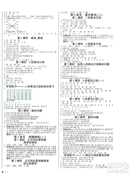 河北美术出版社2023年秋龙门小考王二年级数学上册人教版参考答案