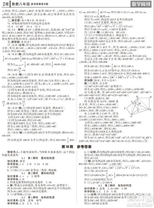 2023年秋学习方法报数学周刊八年级上册鲁教版第5期参考答案