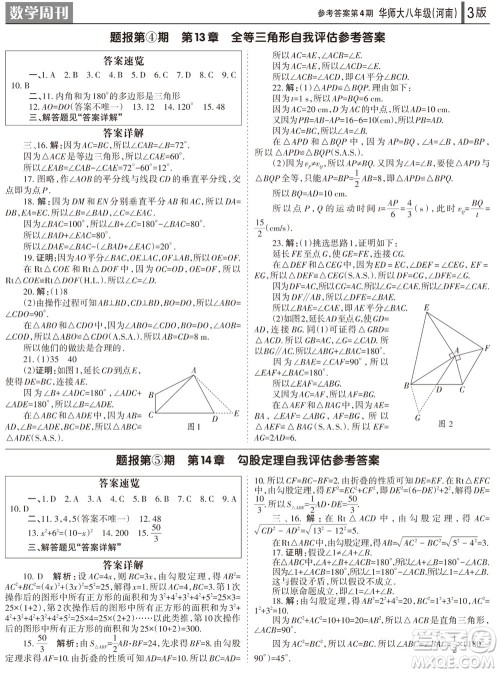 2023年秋学习方法报数学周刊八年级上册华师大版河南专版第1-4期参考答案