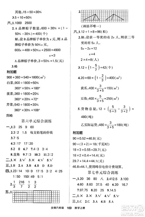 武汉出版社2023年秋状元成才路状元作业本六年级数学上册北师大版答案 武汉出版社2023年秋状元成才路状元作业本六年级数学上册北师大版答案