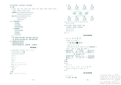 延边教育出版社2023年秋大显身手练考卷一年级数学上册北师大版参考答案