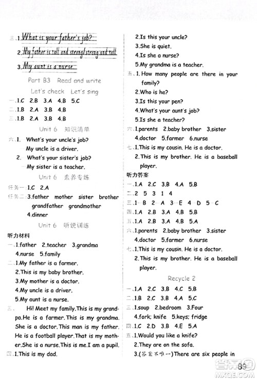 陕西师范大学出版总社有限公司2023年秋黄冈同步练一日一练四年级英语上册人教PEP版答案