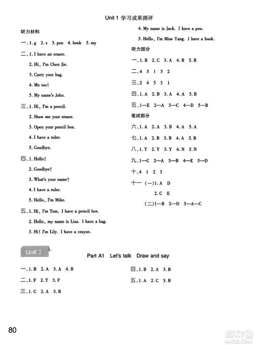 陕西师范大学出版总社有限公司2023年秋黄冈同步练一日一练三年级英语上册人教PEP版答案