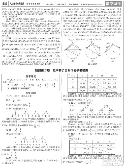 2023年秋学习方法报数学周刊九年级上册人教版第1-4期参考答案