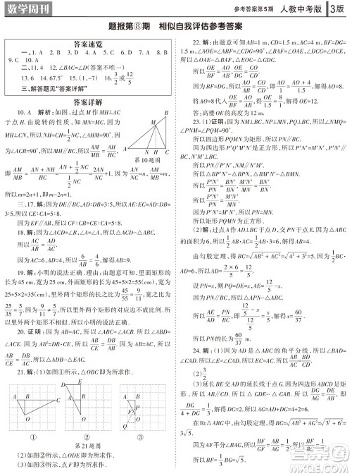 2023年秋学习方法报数学周刊九年级上册人教版第5期参考答案