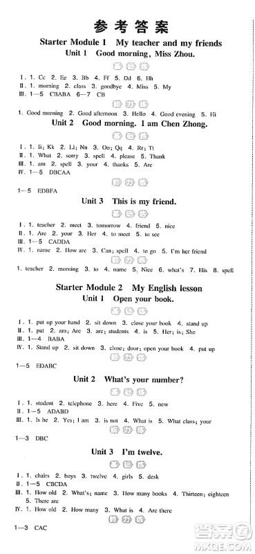 湖南教育出版社2023年秋一本同步训练七年级英语上册外研版答案 湖南教育出版社2023年秋一本同步训练七年级英语上册外研版答案