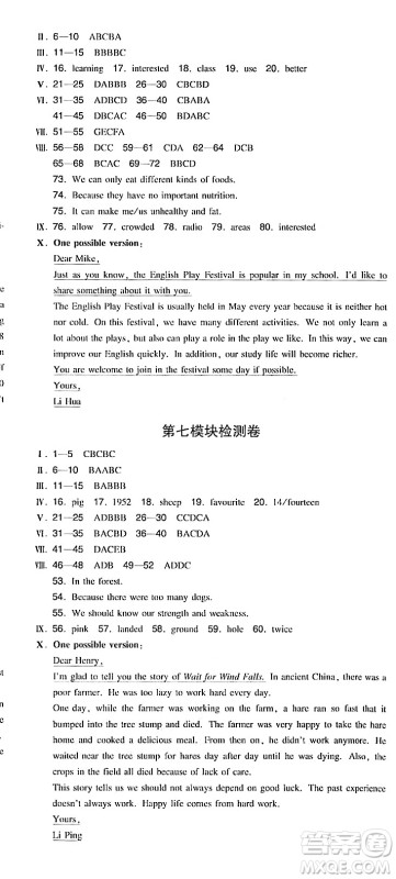 湖南教育出版社2023年秋一本同步训练八年级英语上册外研版答案