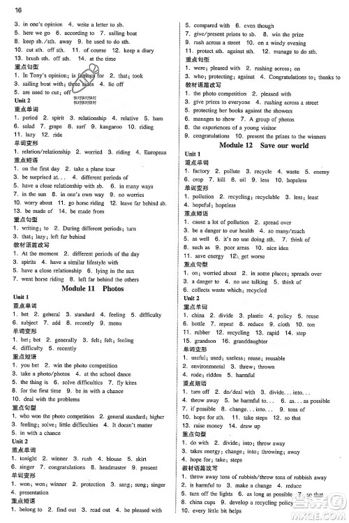 湖南教育出版社2023年秋一本同步训练九年级英语上册外研版答案