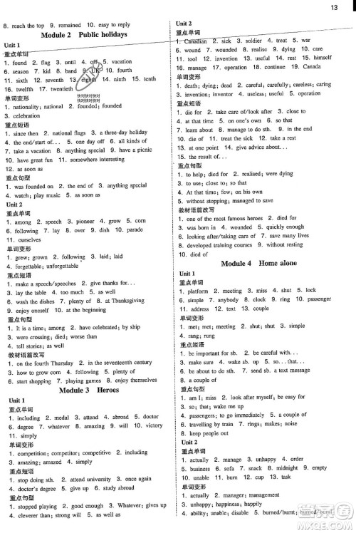 湖南教育出版社2023年秋一本同步训练九年级英语上册外研版答案