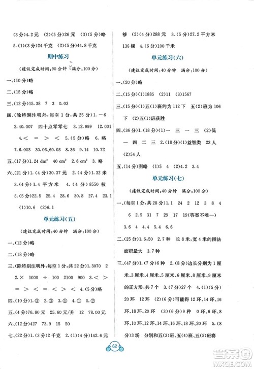 广西教育出版社2023年秋自主学习能力测评单元测试五年级数学上册苏教版B版答案 广西教育出版社2023年秋自主学习能力测评单元测试五年级数学上册苏教版B版答案