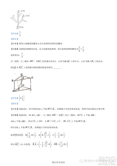 广东惠珠联考2023年高二上学期10月联考数学试题答案