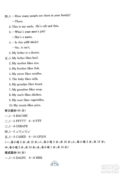 广西教育出版社2023年秋自主学习能力测评单元测试四年级英语上册人教版A版答案 广西教育出版社2023年秋自主学习能力测评单元测试四年级英语上册人教版A版答案