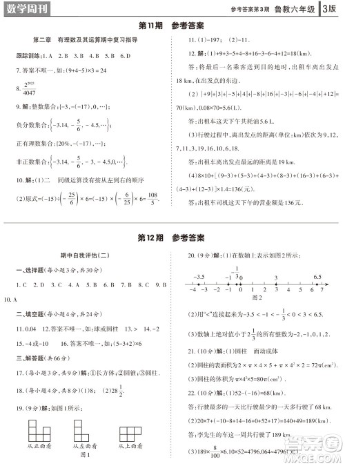 2023年秋学习方法报数学周刊六年级上册鲁教版第1-4期参考答案 2023年秋学习方法报数学周刊六年级上册鲁教版第1-4期参考答案