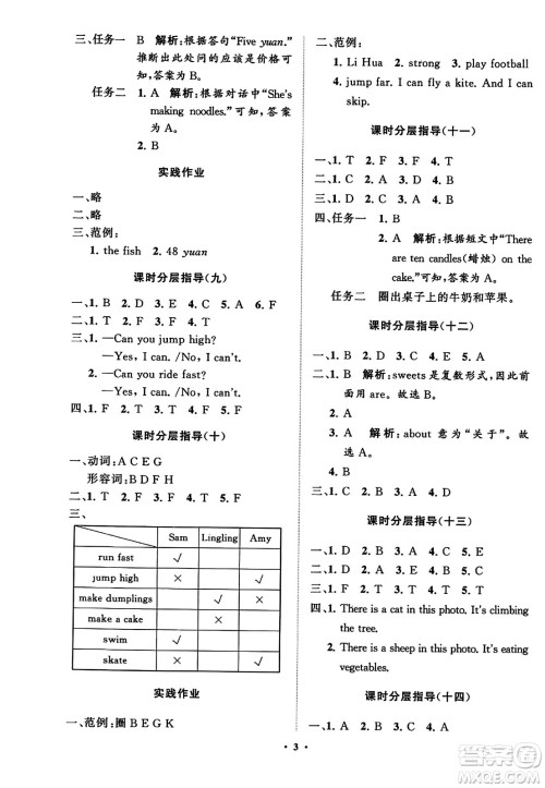 山东教育出版社2023年秋小学同步练习册分层指导四年级英语上册外研版答案