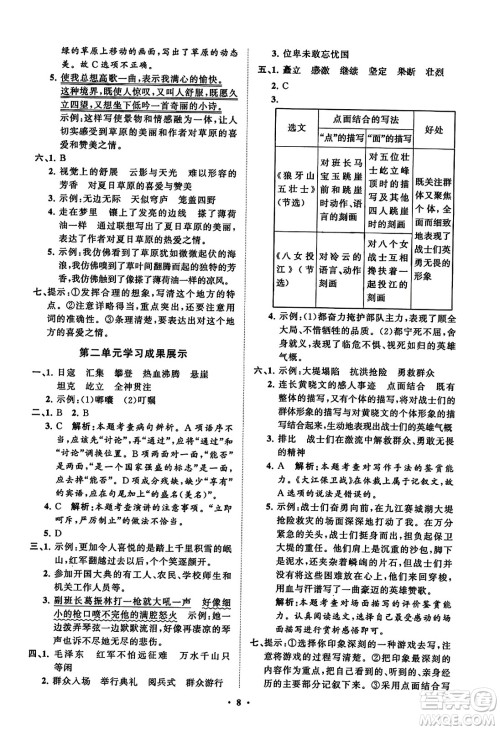 山东教育出版社2023年秋小学同步练习册分层指导六年级语文上册通用版答案