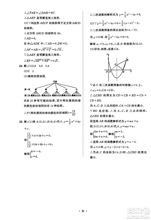 山东教育出版社2023年秋初中同步练习册分层卷九年级数学上册人教版答案