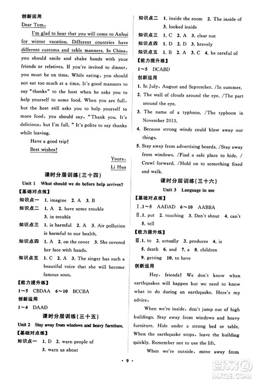 山东教育出版社2023年秋初中同步练习册分层卷八年级英语上册外研版答案