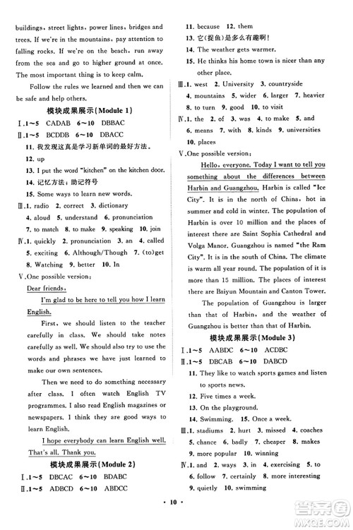 山东教育出版社2023年秋初中同步练习册分层卷八年级英语上册外研版答案