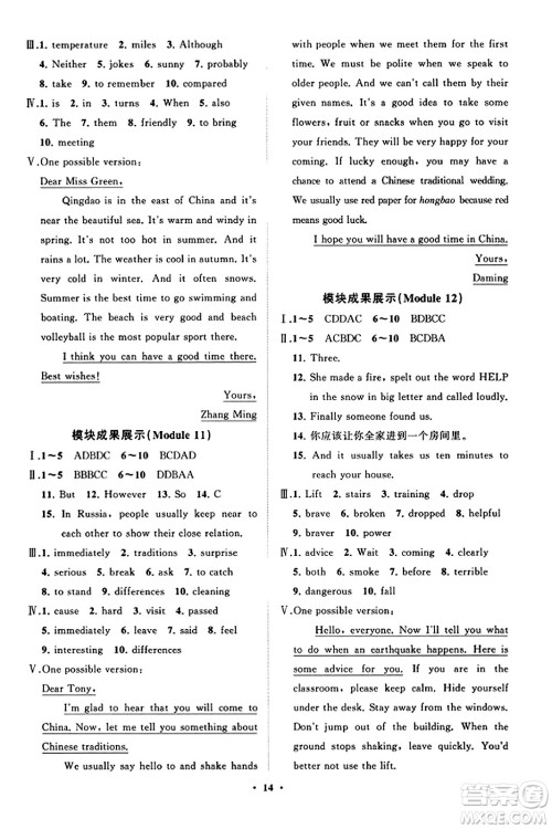 山东教育出版社2023年秋初中同步练习册分层卷八年级英语上册外研版答案