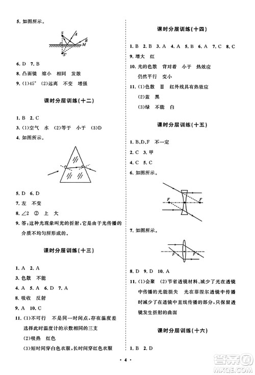 山东教育出版社2023年秋初中同步练习册分层卷八年级物理上册鲁科版答案