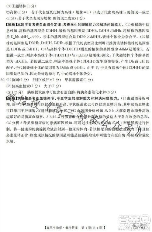 2024届河南金太阳高三10月26日24-97C联考生物试卷答案 2024届河南金太阳高三10月26日24-97C联考生物试卷答案