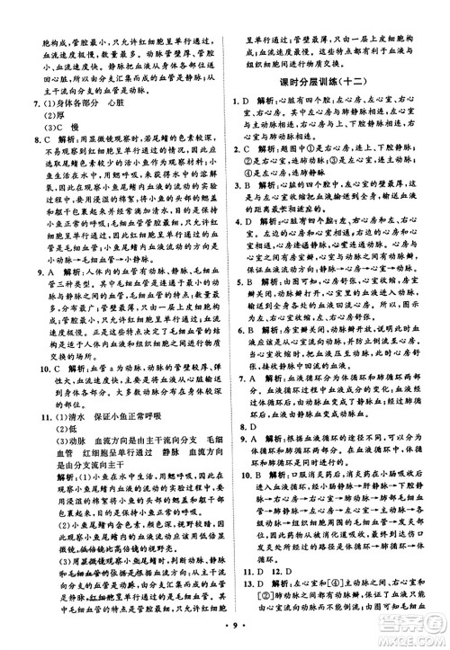 山东教育出版社2023年秋初中同步练习册分层卷七年级生物学上册鲁科版答案