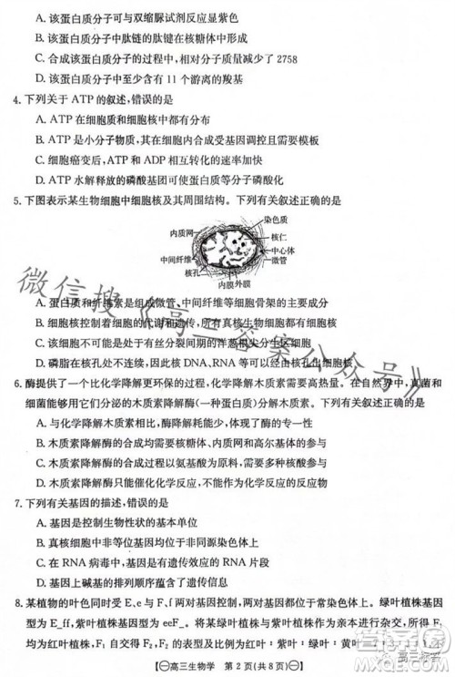 2024届江西金太阳联考高三10月26日生物试卷答案 2024届江西金太阳联考高三10月26日生物试卷答案