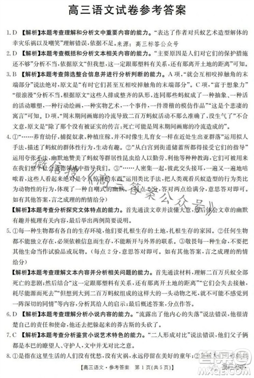 2024届新疆金太阳联考高三10月30日24-46C语文试卷答案 2024届新疆金太阳联考高三10月30日24-46C语文试卷答案