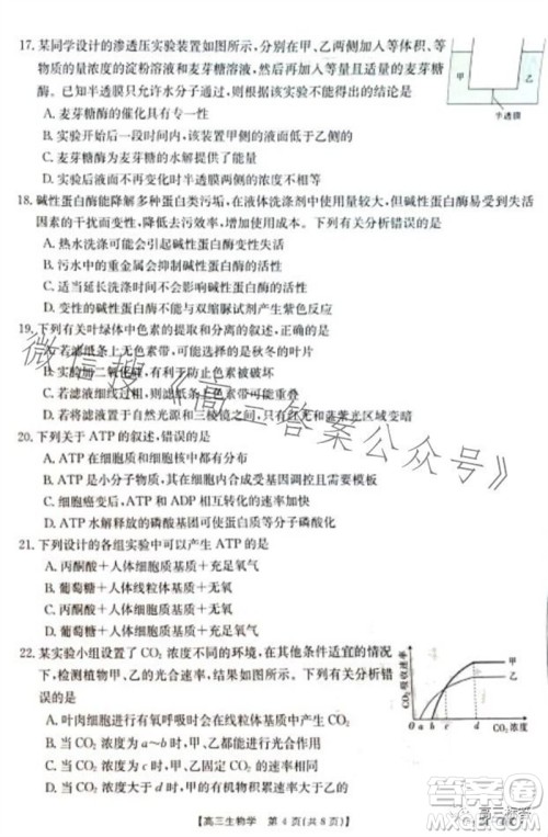 2024届新疆金太阳联考高三10月30日24-46C生物试卷答案 2024届新疆金太阳联考高三10月30日24-46C生物试卷答案