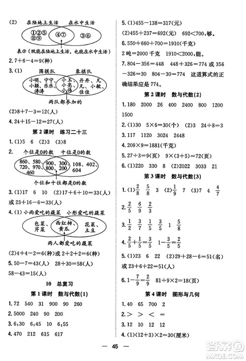 合肥工业大学出版社2023年秋快乐学习小学数学随堂练三年级数学上册人教版答案 合肥工业大学出版社2023年秋快乐学习小学数学随堂练三年级数学上册人教版答案