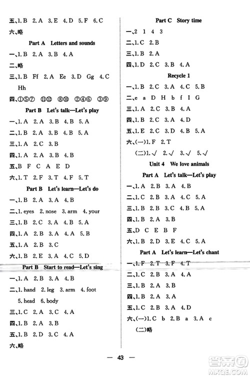 合肥工业大学出版社2023年秋快乐学习小学英语随堂练三年级英语上册人教PEP版答案 合肥工业大学出版社2023年秋快乐学习小学英语随堂练三年级英语上册人教PEP版答案