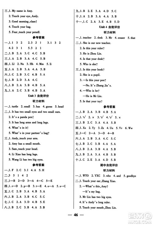 阳光出版社2023年秋激活思维智能训练三年级英语上册湘鲁版答案 阳光出版社2023年秋激活思维智能训练三年级英语上册湘鲁版答案