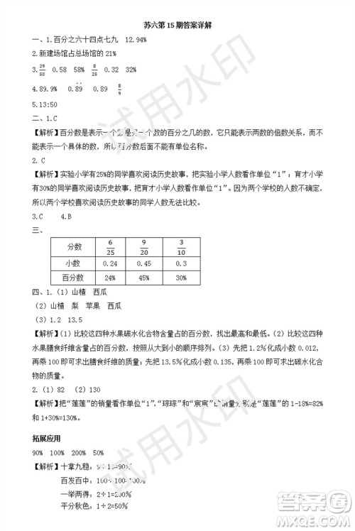 2023年秋学习方法报小学数学六年级上册第13-16期苏教版参考答案