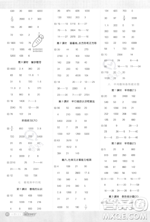 江西教育出版社2023年秋阳光同学计算小达人四年级数学上册冀教版答案