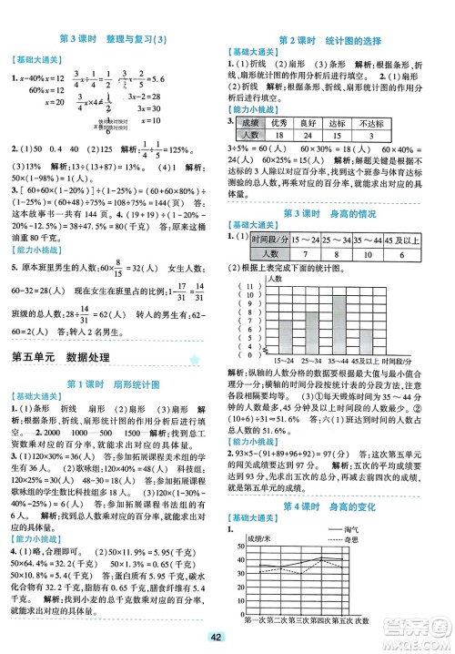浙江教育出版社2023年秋精准学与练六年级数学上册北师大版答案