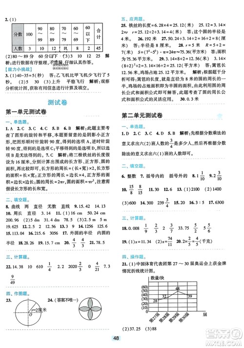 浙江教育出版社2023年秋精准学与练六年级数学上册北师大版答案