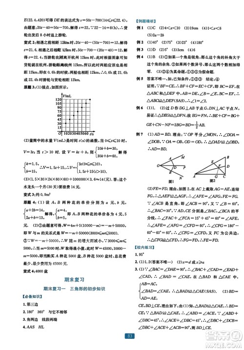 浙江教育出版社2023年秋精准学与练八年级数学上册浙教版答案