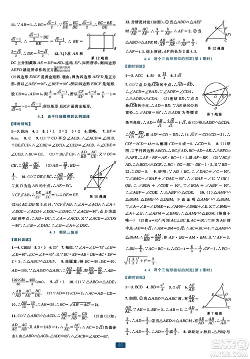 浙江教育出版社2023年秋精准学与练九年级数学全一册浙教版答案