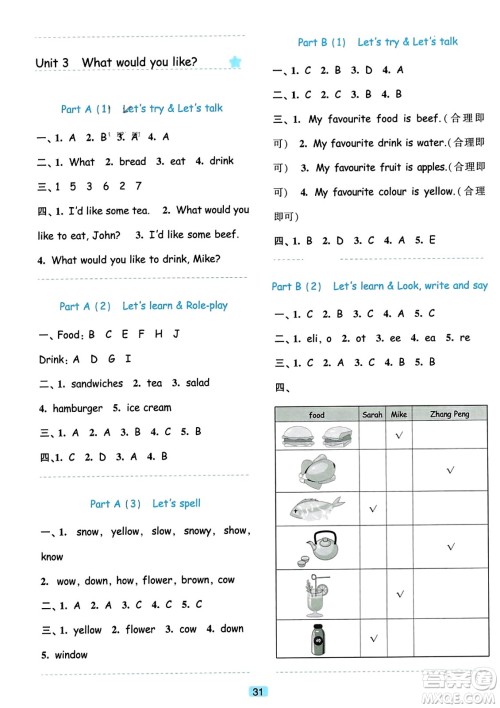 浙江教育出版社2023年秋精准学与练五年级英语上册人教版答案 浙江教育出版社2023年秋精准学与练五年级英语上册人教版答案