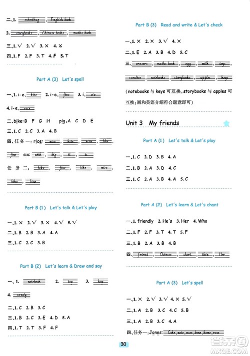 浙江教育出版社2023年秋精准学与练四年级英语上册人教版答案 浙江教育出版社2023年秋精准学与练四年级英语上册人教版答案