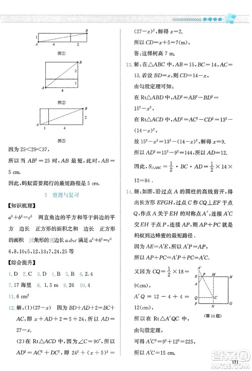 北京师范大学出版社2023年秋课堂精练八年级数学上册北师大版答案