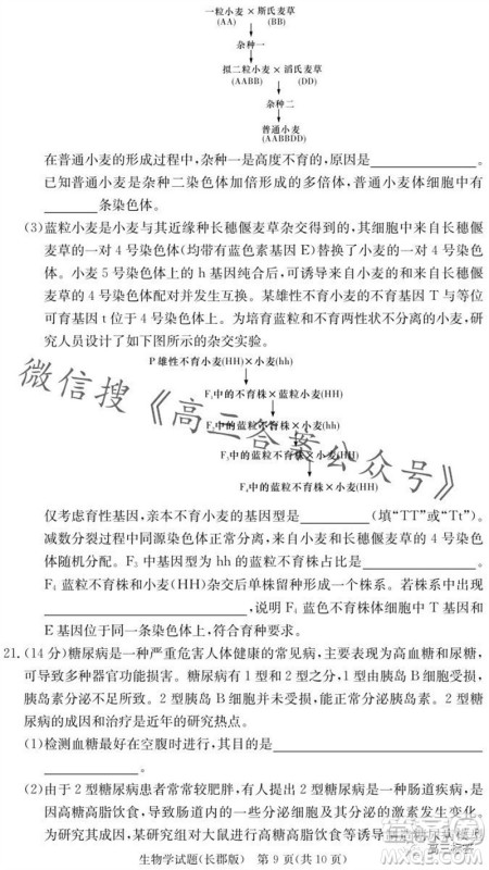 大联考长郡中学2024届高三上学期月考试卷三生物试题答案 大联考长郡中学2024届高三上学期月考试卷三生物试题答案