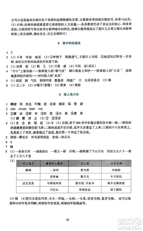浙江教育出版社2023年秋学能评价五年级语文上册人教版答案 浙江教育出版社2023年秋学能评价五年级语文上册人教版答案