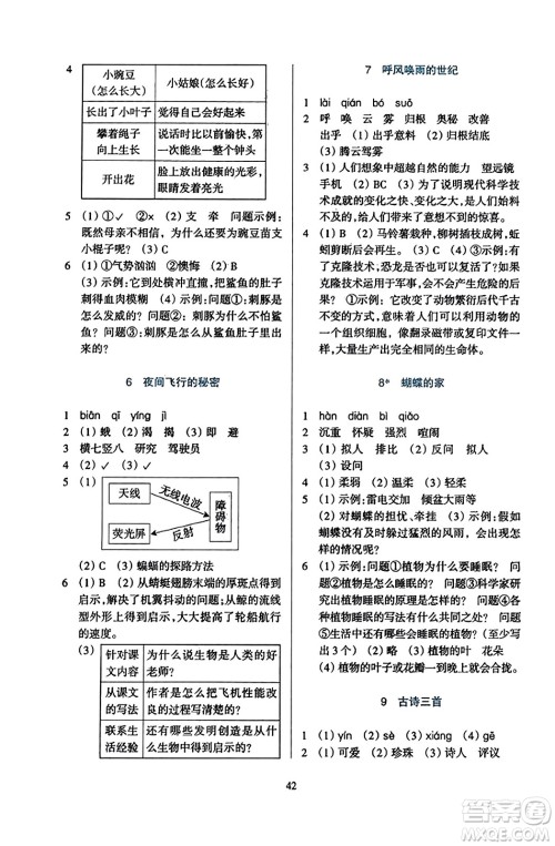 浙江教育出版社2023年秋学能评价四年级语文上册人教版答案 浙江教育出版社2023年秋学能评价四年级语文上册人教版答案