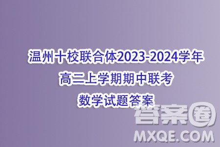 温州十校联合体2023-2024学年高二上学期期中联考数学试题答案