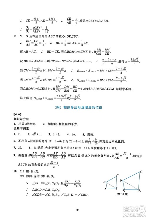 浙江教育出版社2023年秋学能评价九年级数学上册通用版答案