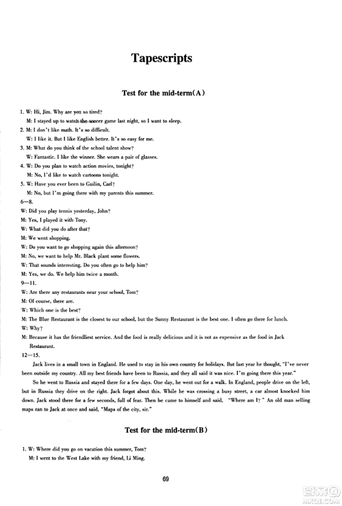 浙江教育出版社2023年秋学能评价八年级英语上册人教版答案 浙江教育出版社2023年秋学能评价八年级英语上册人教版答案