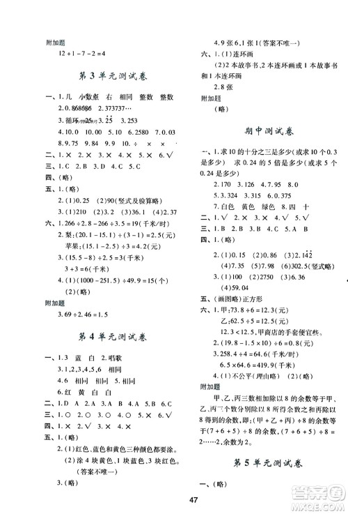 陕西人民教育出版社2023年秋学习与评价五年级数学上册人教版答案 陕西人民教育出版社2023年秋学习与评价五年级数学上册人教版答案