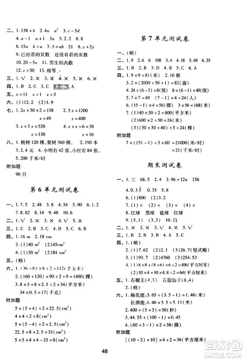 陕西人民教育出版社2023年秋学习与评价五年级数学上册人教版答案