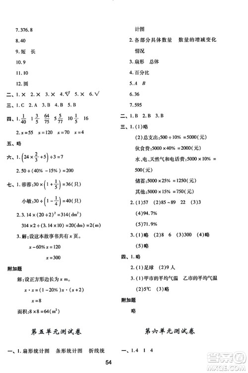 陕西人民教育出版社2023年秋学习与评价六年级数学上册北师大版答案